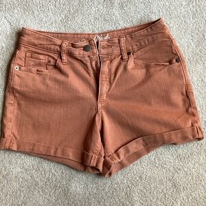 Universal Thread Brown Jean Shorts Stretch Denim Cuffed Hem